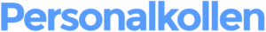 Personalkollen-logotyp i blått, företagsnamn för personalhantering och planering.