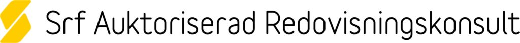 Srf Auktoriserad Redovisningskonsult-logotyp med gult och svart färgschema.